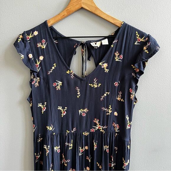 Roxy Rush Minute Short Sleeve Midi Dress Navy Floral Size Small - Picture 5 of 13